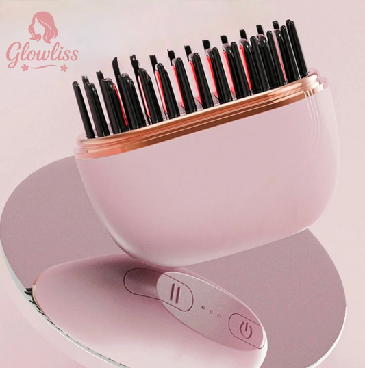 Brosse Lissante GlowLiss™ – Lissage Rapide, Sûr & Sans Frisottis | 3-en-1 Portable